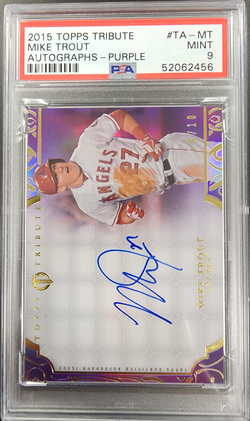 Mike Trout 2015 Topps Tribute Purple Auto #10/10 PSA 9 Mint