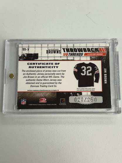 Jim Brown 2003 Donruss Elite Throwback Threads Patch Auto #20/250
