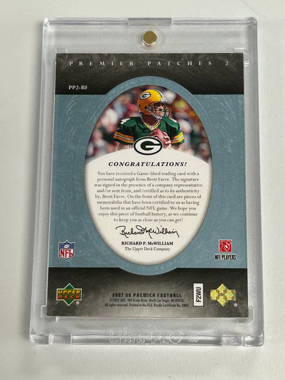 Brett Favre 2007 Upper Decl Exquisite Patch Auto #9/25