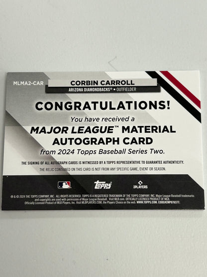 Corbin Carroll 2024 Topps Major League Material Auto Jersey #12/25