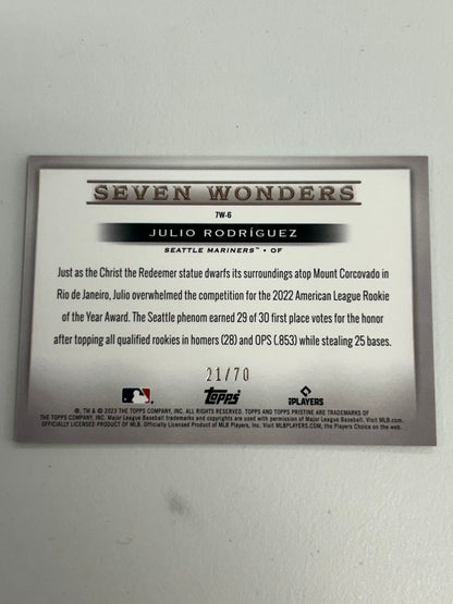 Julio Rodriguez 2023 Topps Pristine Seven Wonders #21/70