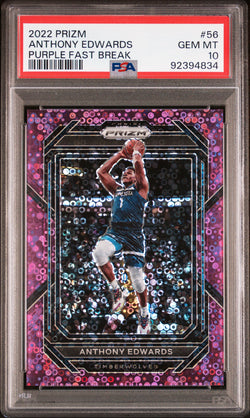 Anthony Edwards 2022 Panini Prizm #258 Purple Fast Break #2/75