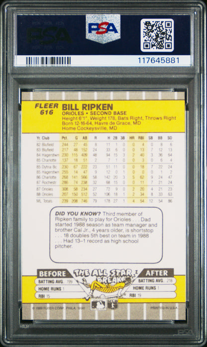 Bill Ripken 1989 Fleer #616 FF Error PSA 9 Mint 5881