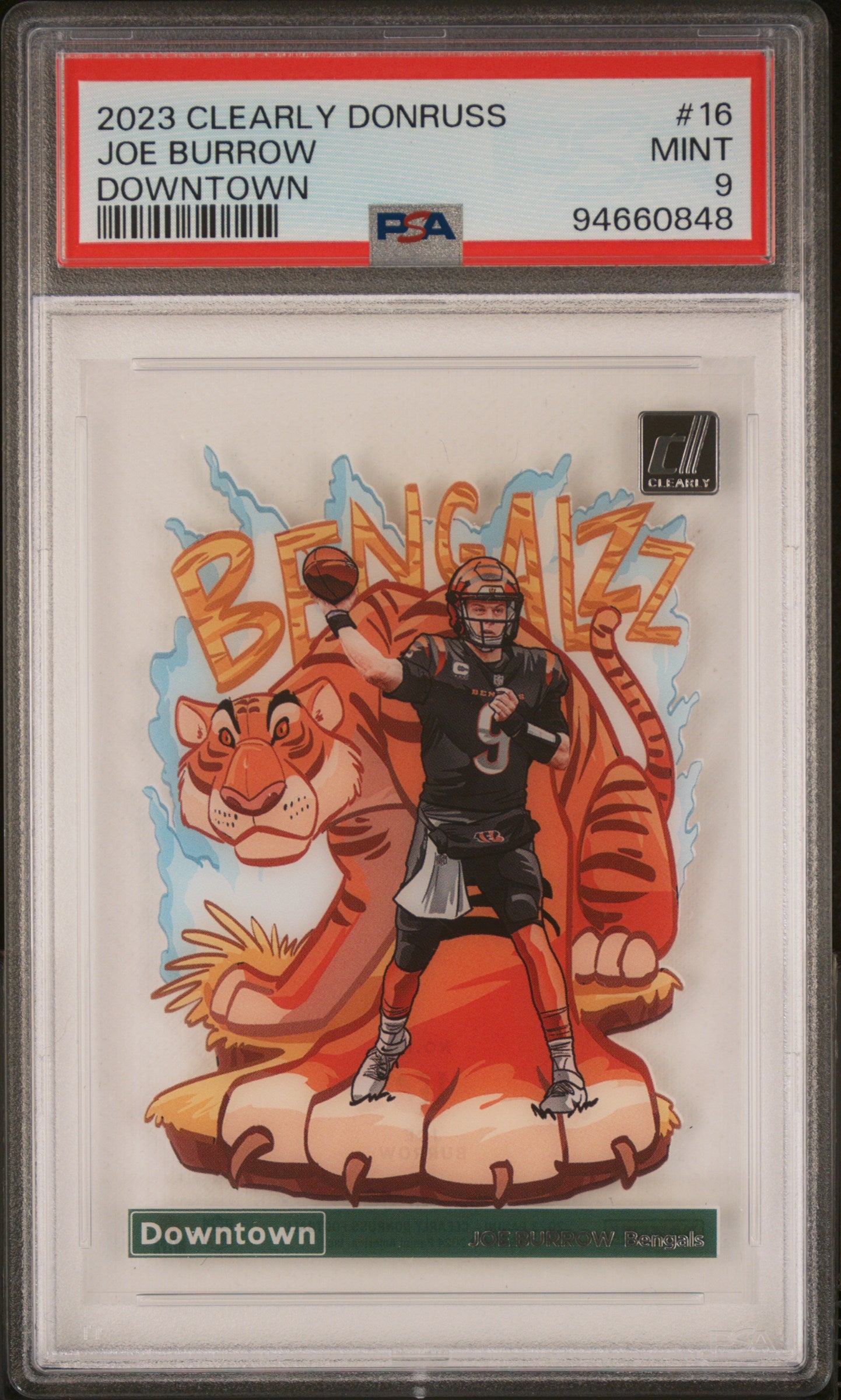Joe Burrow 2023 Clearly Donruss Downtown PSA 9 Mint