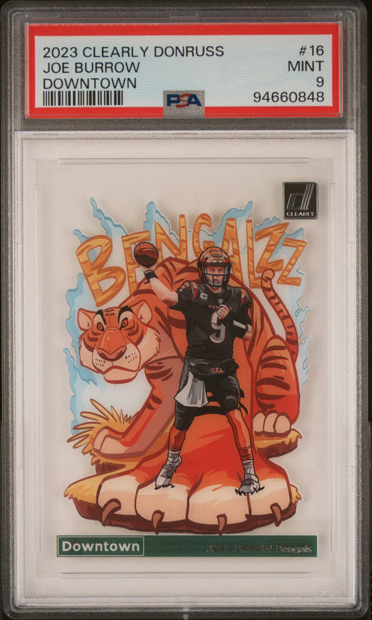 Joe Burrow 2023 Clearly Donruss Downtown PSA 9 Mint