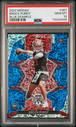 Brock Purdy 2022 Panini Mosaic Blue Sparkle RC #367 PSA 10 Gem Mint