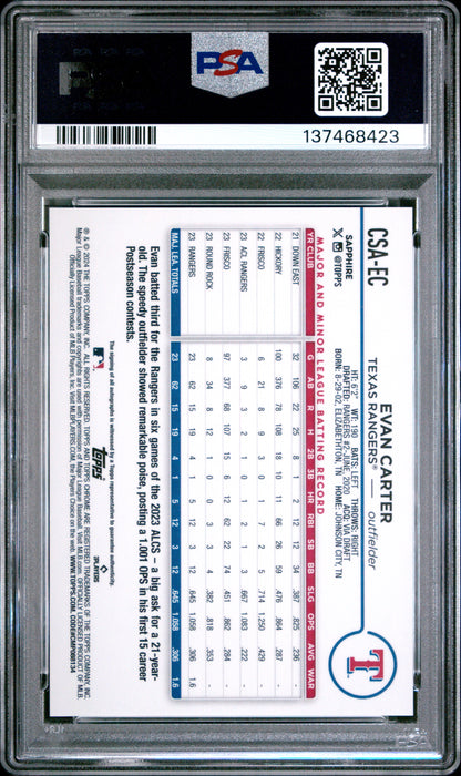 Wyatt Langford 2024 Topps Chrome Sapphire Gold Rookie Auto #28/50 PSA 10 Gem Mint