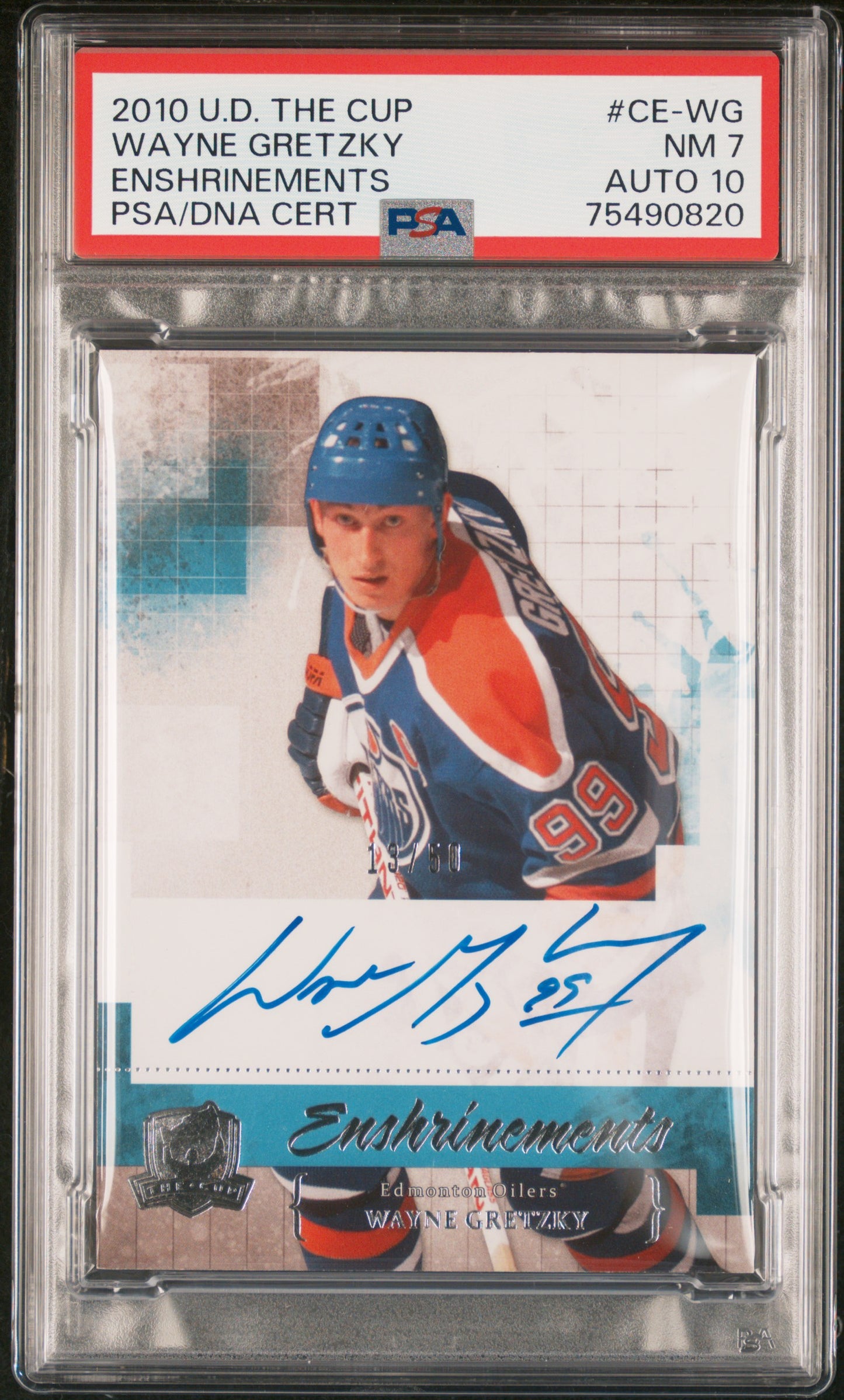 Wayne Gretzky 2010 Upper Deck The Cup Enshrinements Auto #13/50 PSA 7 Auto 10
