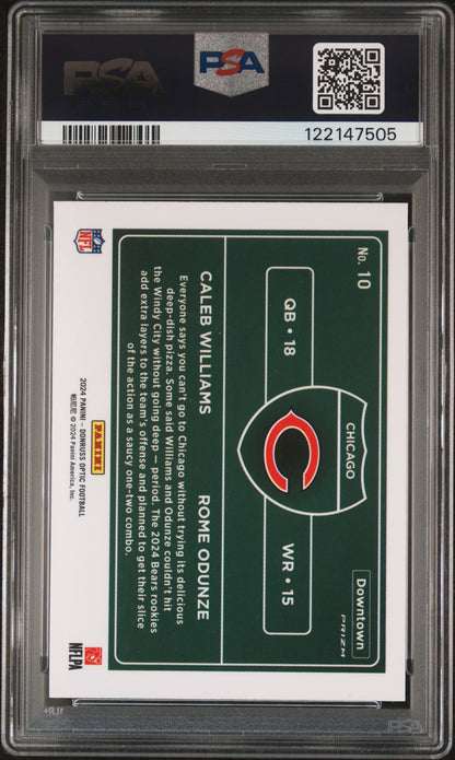Caleb Williams + Rome Odunze 2024 Donruss Optic Downtown PSA 10 Gem Mint