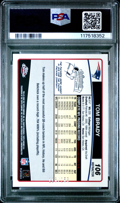 Tom Brady 2006 Topps Chrome #106 Red Refractor #116/259 PSA 9 Mint