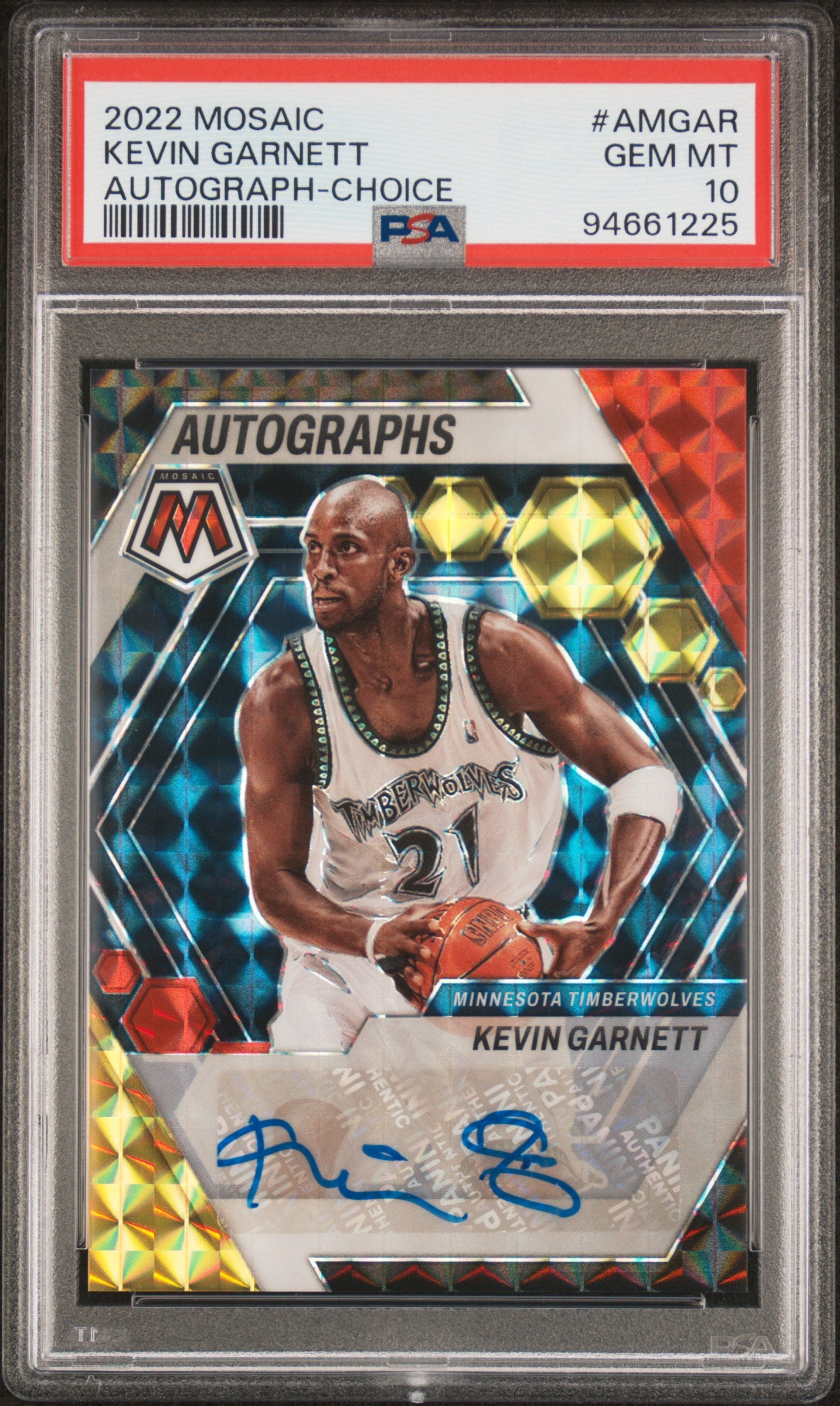Kevin Garnett 2022 Panini Mosaic Choice Autograph PSA 10 Gem Mint