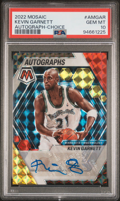 Kevin Garnett 2022 Panini Mosaic Choice Autograph PSA 10 Gem Mint