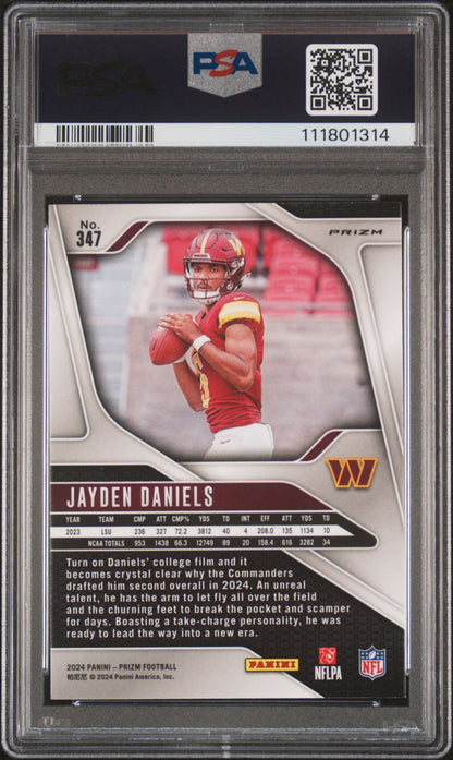 Jayden Daniels 2024 Panini Prizm #347 Lazer Prizm PSA 10 Gem Mint 1314