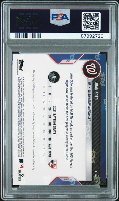 Juan Soto 2022 Topps Now MLB Network Top 199 Auto #T4A PSA 10 Gem Mint