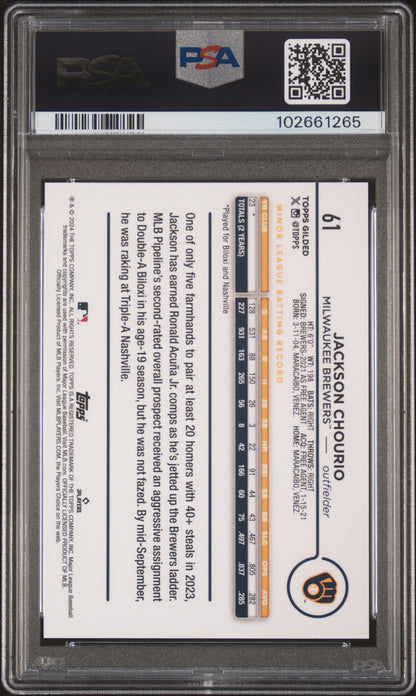 Jackson Chourio 2024 Topps Gilded Collection #61/99 PSA 9 Mint