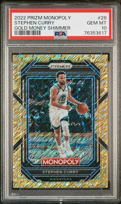 Stephen Curry 2022 Prizm Monopoly Gold Money Shimmer #429/500 PSA 10 Gem Mint