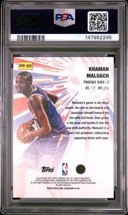 Khaman Maluach 2025 Topps Power Players Black Holofoil #3/10 PSA 10 Gem Mint