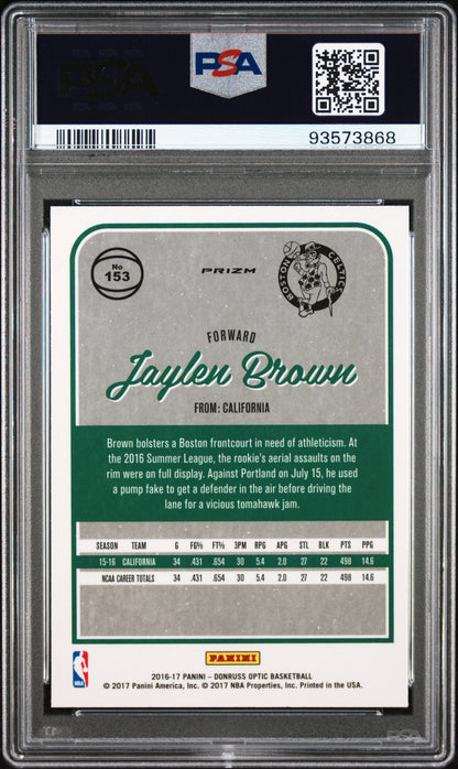 Jaylen Brown 2016 Donruss Optic Rookie #153 Purple PSA 10 Gem Mint