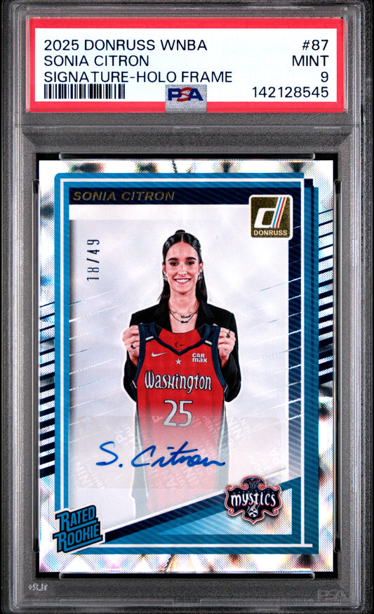 Sonia Citron 2025 Donruss WNBA Signature Holo Frame #18/49 PSA 9 Mint