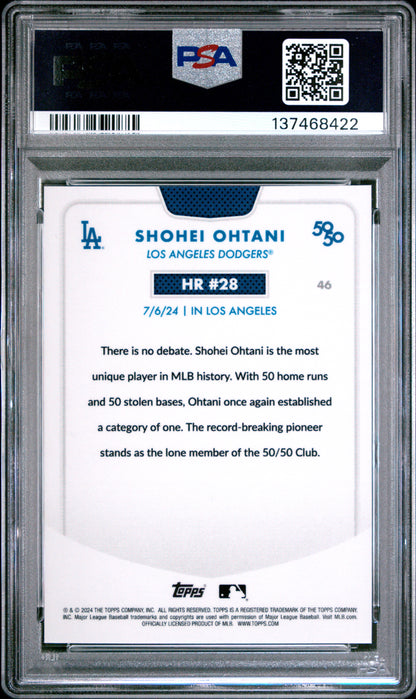 Shohei Ohtani 2024 Topps 50/50 #46 Blue Refractor #6/150 PSA 10 Gem Mint
