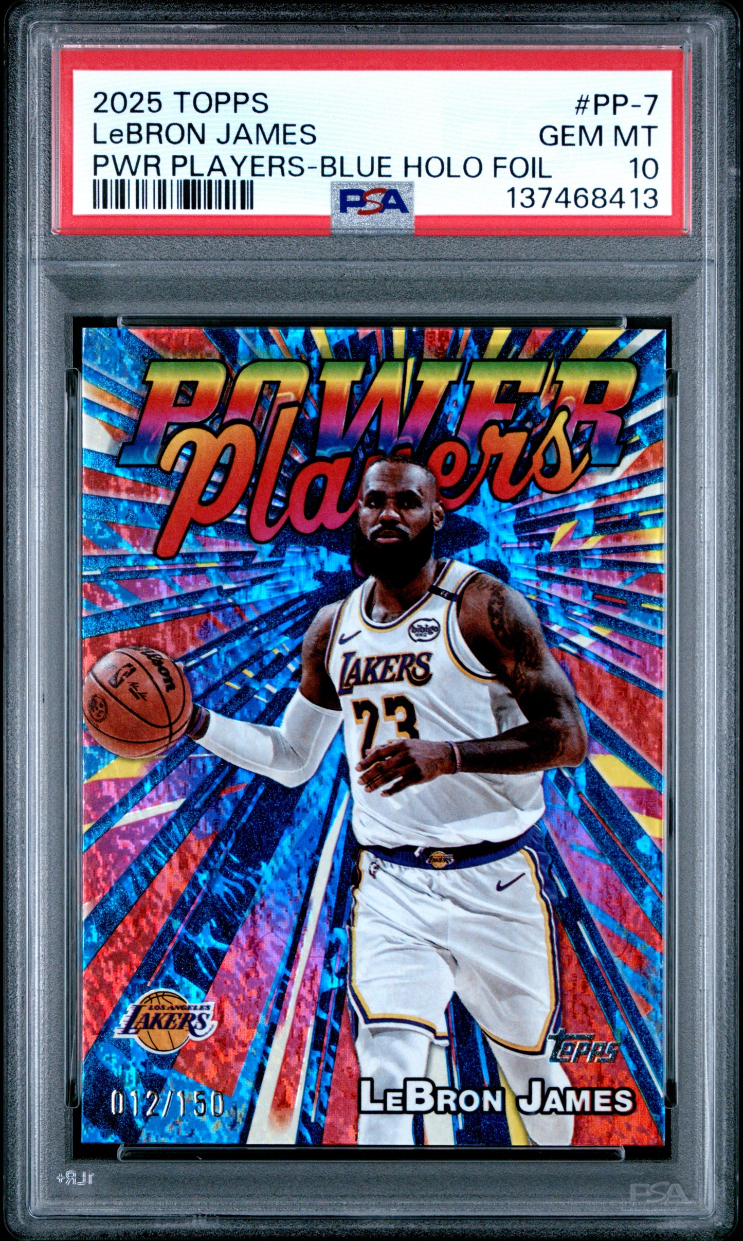 LeBron James 2025 Topps Power Players Blue Holo Foil #12/150 PSA 10 Gme Mint