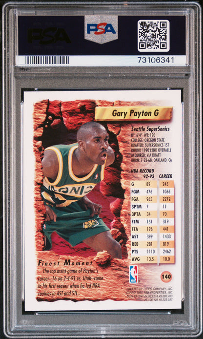 Gary Payton 1993 Topps Finest Refractor #140 PSA 8 Nm-Mint