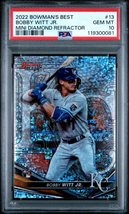 Bobby Witt Jr. 2022 Bowmans Best Rookie #13 Mini-Diamond Refractor #106/299 PSA 10 Gem Mint