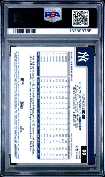 Aaron Judge 2025 Topps Chrome #99 Gold Speckle Variation #6/50 PSA 8 Nm-Mint