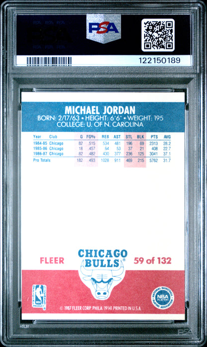 Michael Jordan 1987 Fleer #59 PSA 7 Near Mint 0189