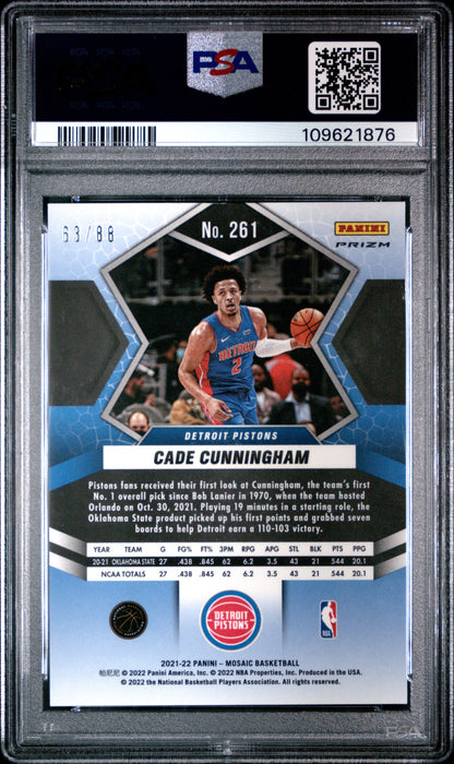 Cade Cunningham 2021 Panini Mosaic Fusion Red/Yellow Choice #63/88 PSA 9 Mint