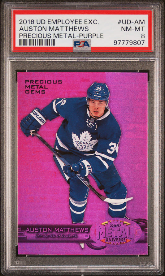 Auston Matthews 2016 Upper Deck Employee Precious Metal Gems Purple #46/175 PSA 8 Nm-Mint