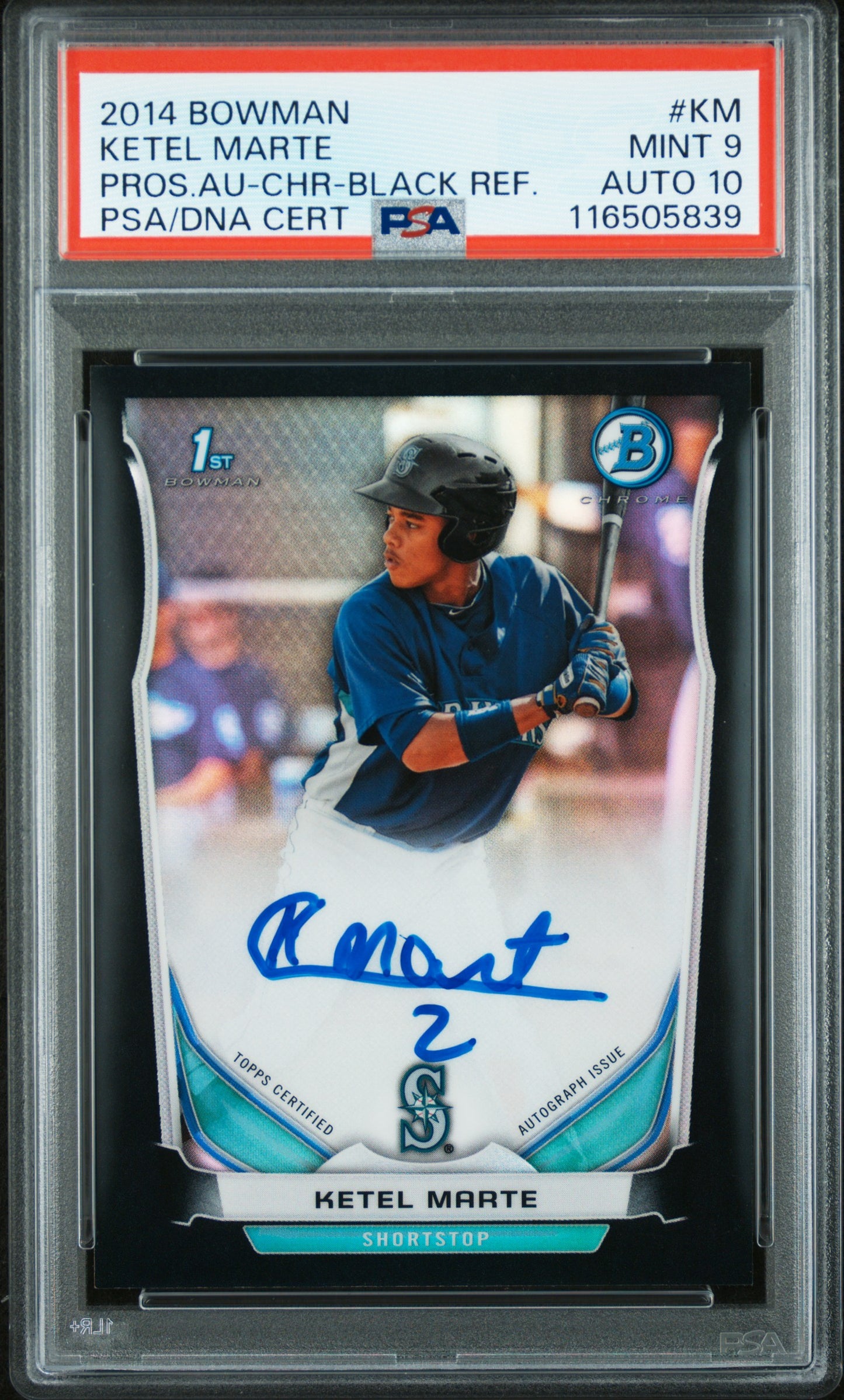 Ketel Marte 2014 Bowman Chrome Black Refractor Auto #57/99 PSA 9 Auto 10