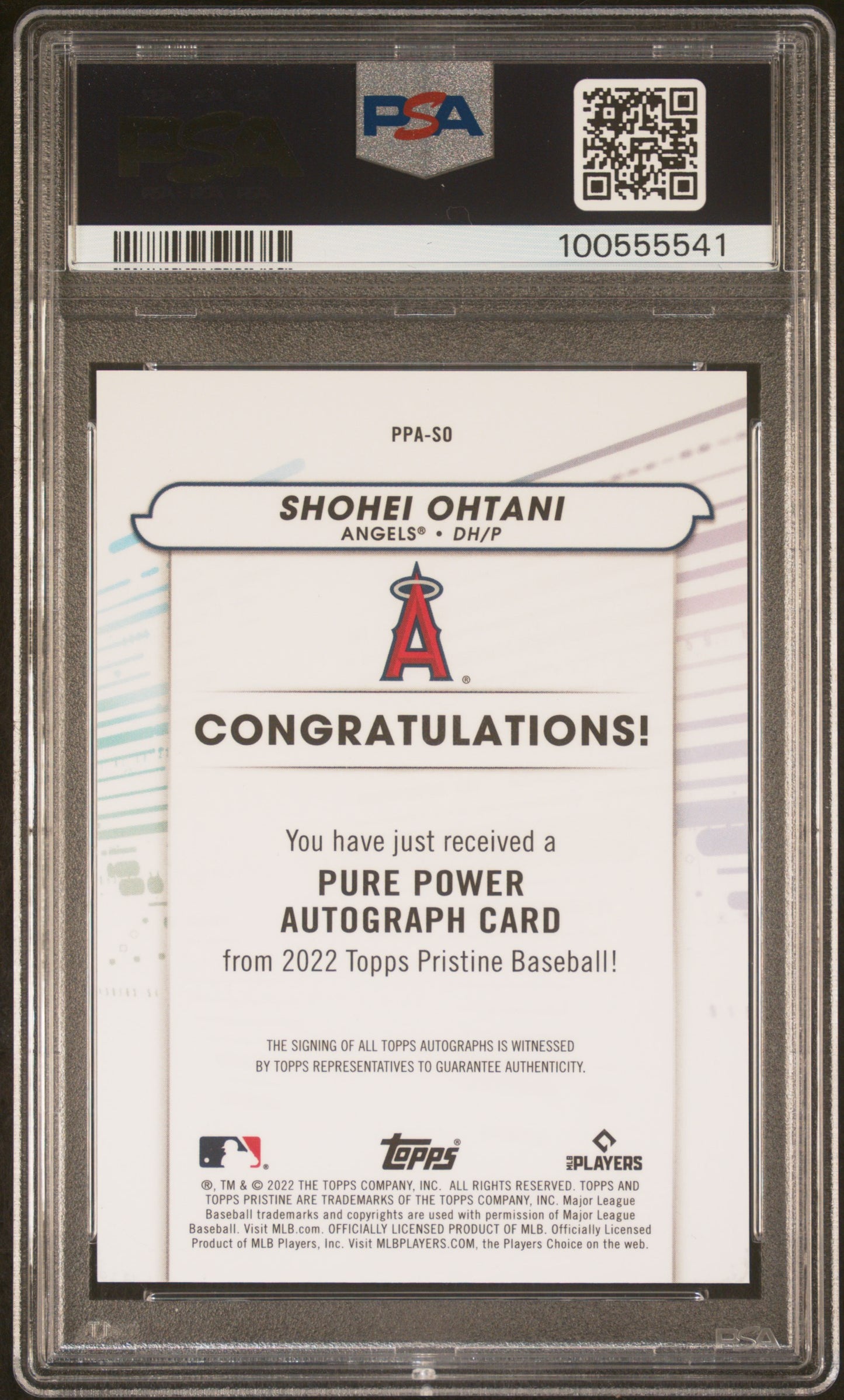Shohei Ohtani 2022 Topps Pristine Pure Power Auto PSA 10 Gem Mint