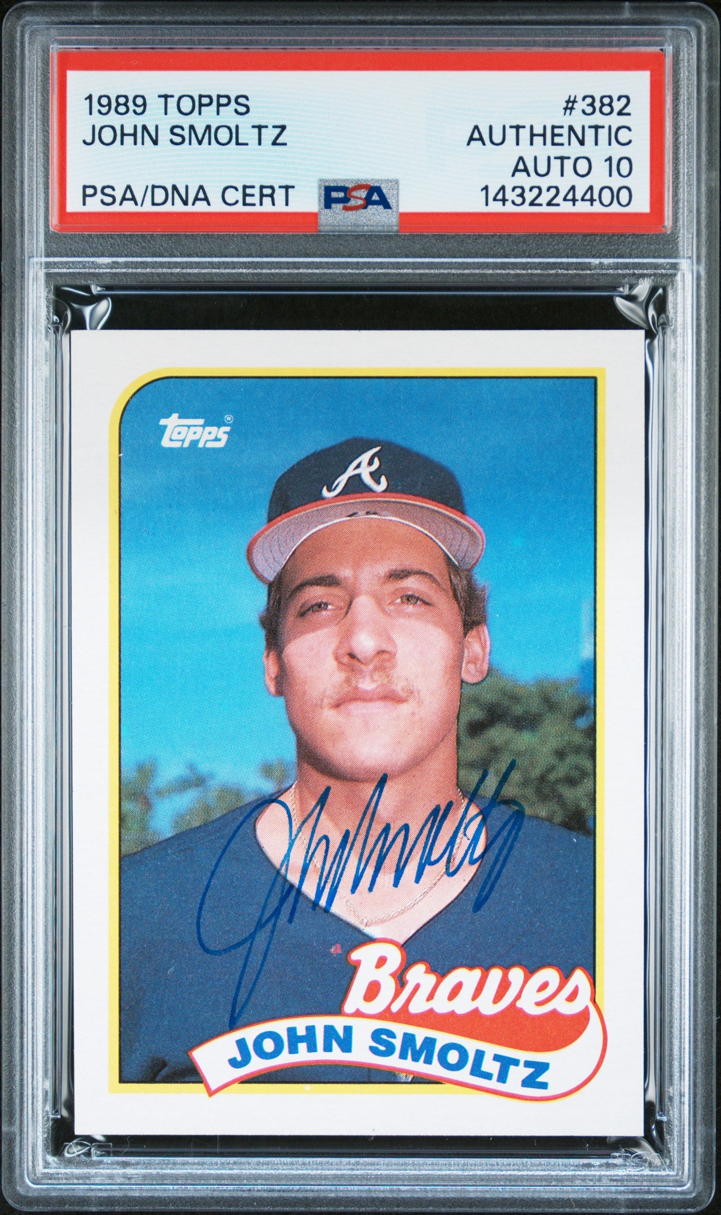 John Smoltz 1989 Topps #382 Rookie Auto PSA 10 Auto
