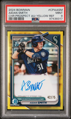 Aidan Smith 2024 Bowman Chrome Yellow Auto #42/75 PSA 9 Mint