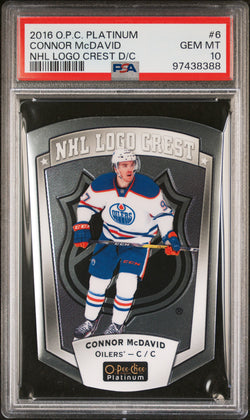 Connor McDavid 2016 OPC Platinum NHL Logo Die-Cut PSA 10 Gem Mint