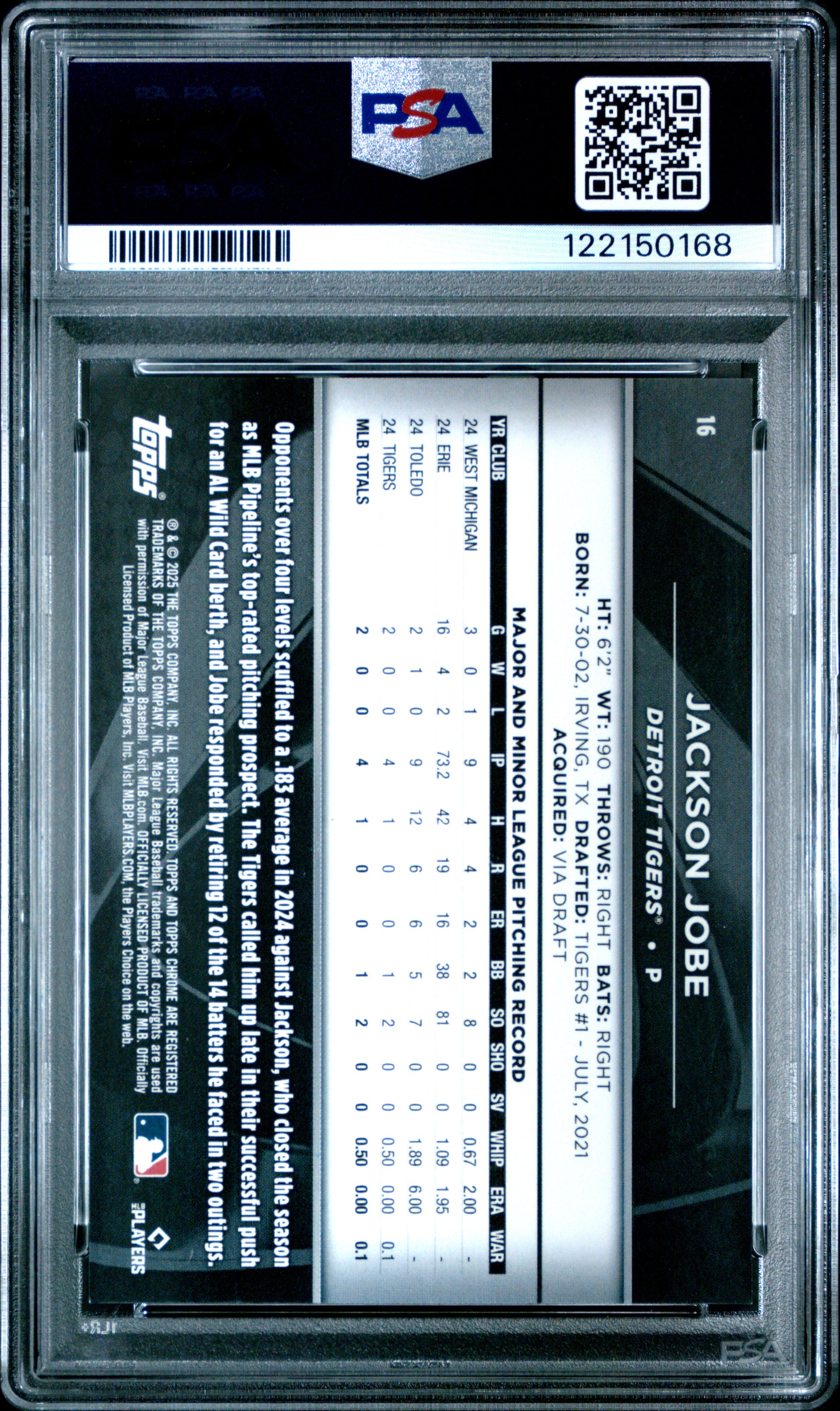 Jackson Jiobe 2025 Topps Chrome Black Variation Red Refractor #5/5 PSA 10 Gem Mint