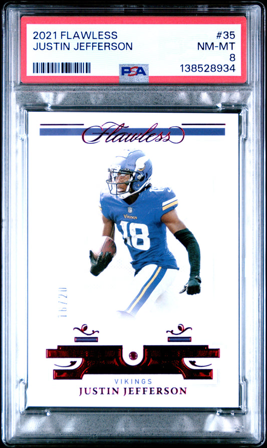 Justin Jefferson 2021 Panini Flawless Ruby #16/20 PSA 8 Nm-Mint