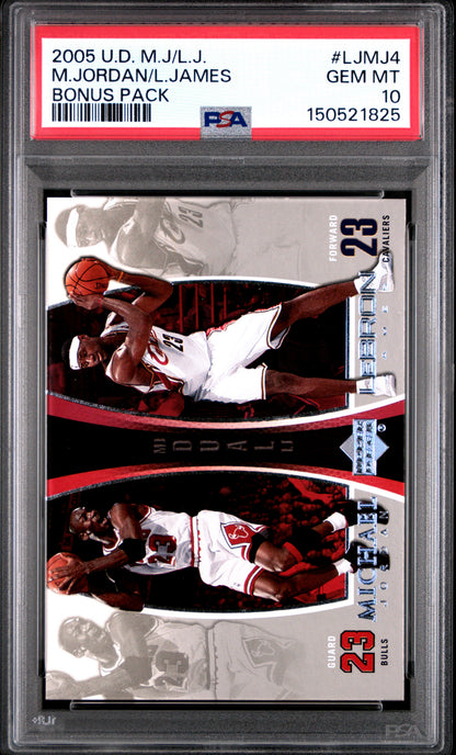 Michael Jordan + Lebron James 2005 Upper Deck Bonus Pack #LJMJ4 PSA 10 Gem Mint