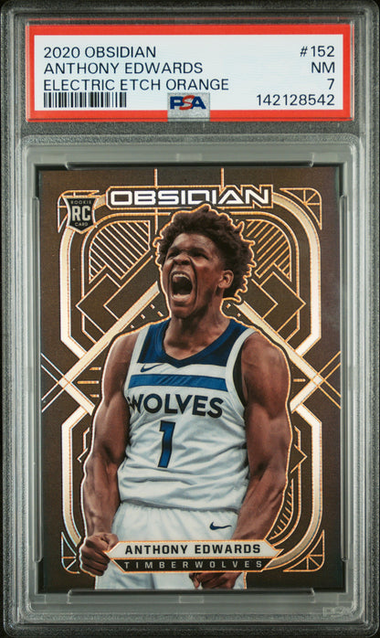 Anthony Edwards 2020 Panini Obsidian Electric Etch Orange #11/50 PSA 7 Near Mint