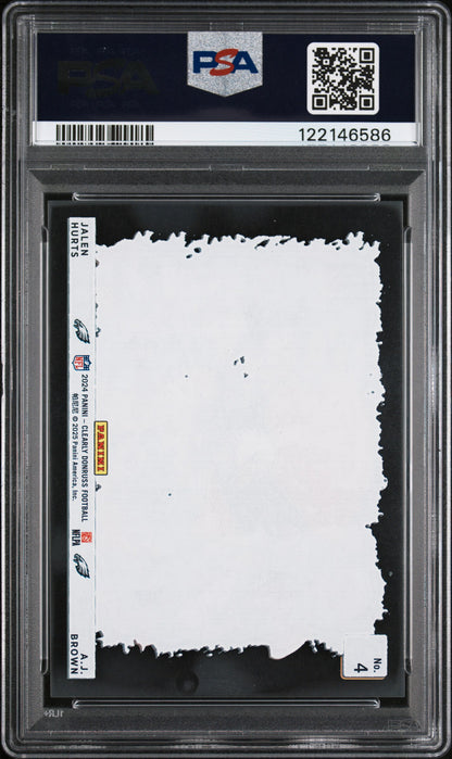 Jalen Hurts + AJ Brown 2024 Clearly Donruss Dual Downtown PSA 8 Nm-Mint