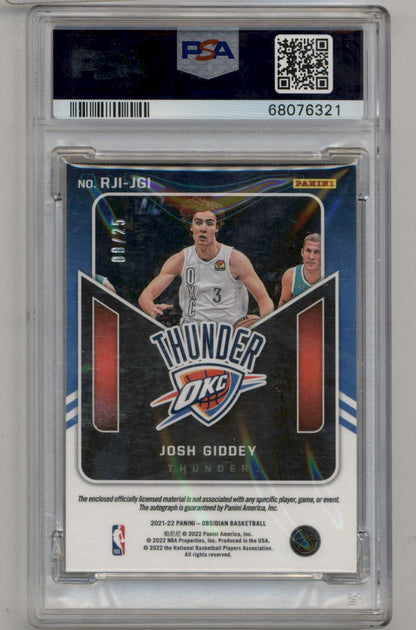 Josh Giddey 2021 Obsidian Electric Etch Orange Auto #8/25 PSA 9 Mint