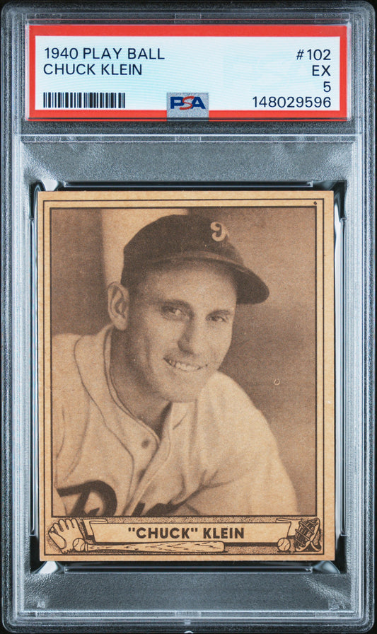 Chuck Klein 1940 Play Ball #102 PSA 5 Ex
