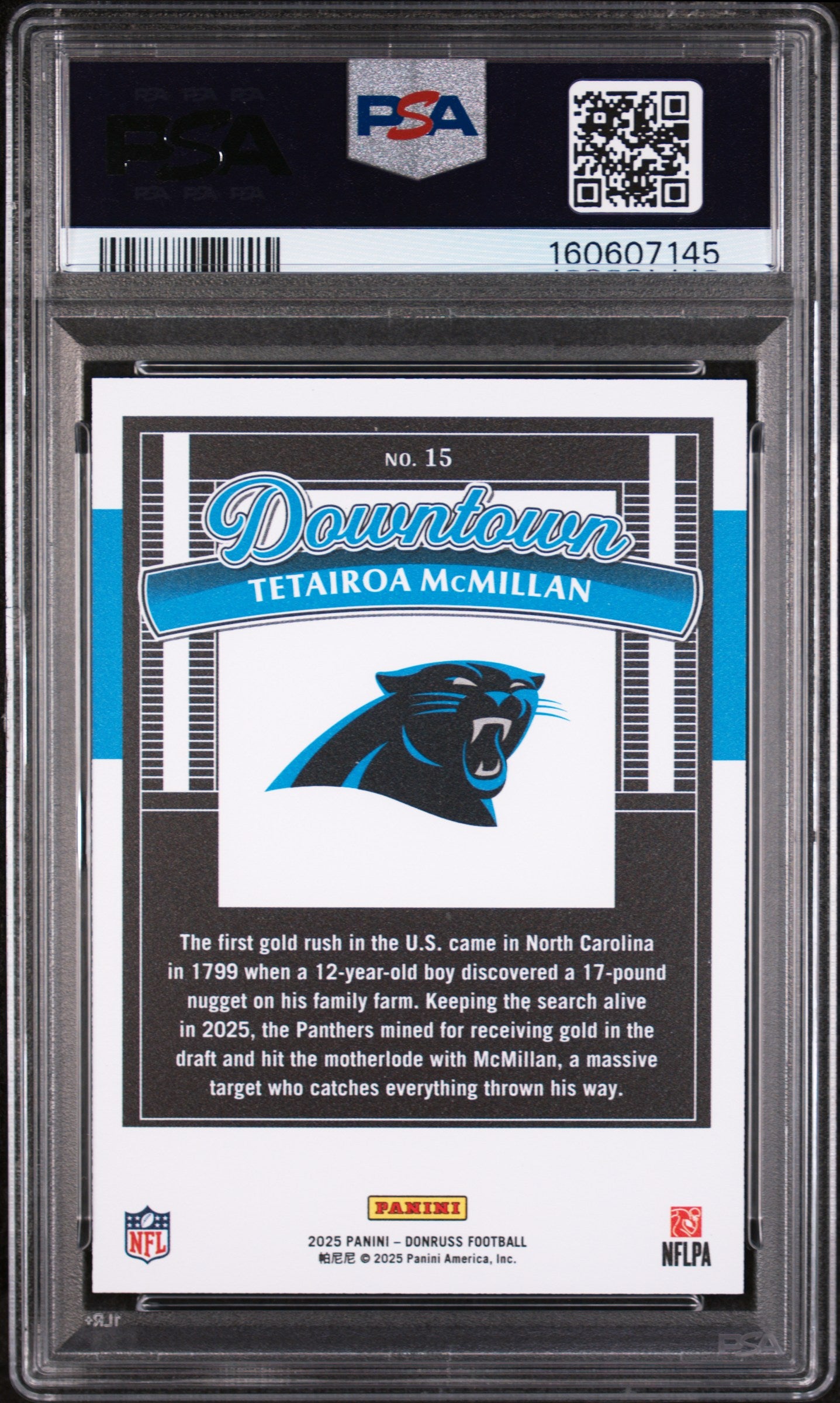 Tetairoa McMillan 2025 Donruss Rookie DOwntown PSA 10 Gem Mint 7145
