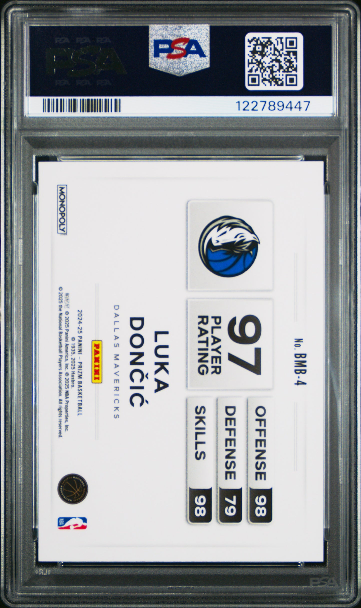 Luka Doncic 2024 Panini Prizm Monopoly Black Money Blast PSA 9 Mint