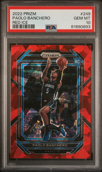 Paolo Banchero 2022 Panini Prizm Rookie #249 Red Ice PSA 10 Gem Mint