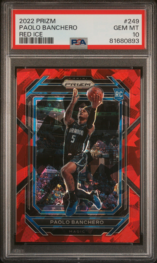 Paolo Banchero 2022 Panini Prizm Rookie #249 Red Ice PSA 10 Gem Mint