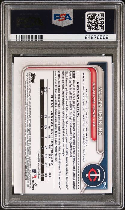 Walker Jenkins 2024 Bowman Chrome Aqua Shimmer Refractor #89/125 PSA 10 Gem Mint