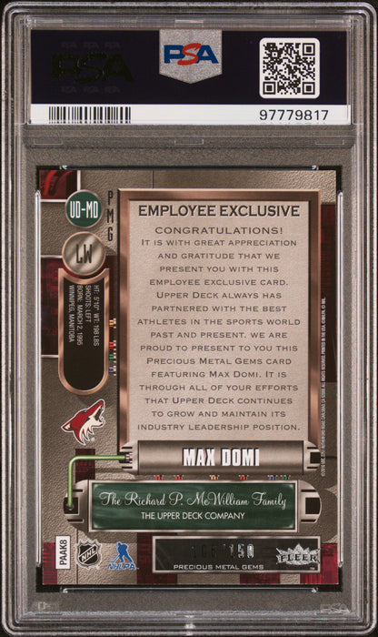 Max Domi 2015 Upper Deck Employee Precious Metal Gems Purple #106/175 PSA 8 Nm-Mint