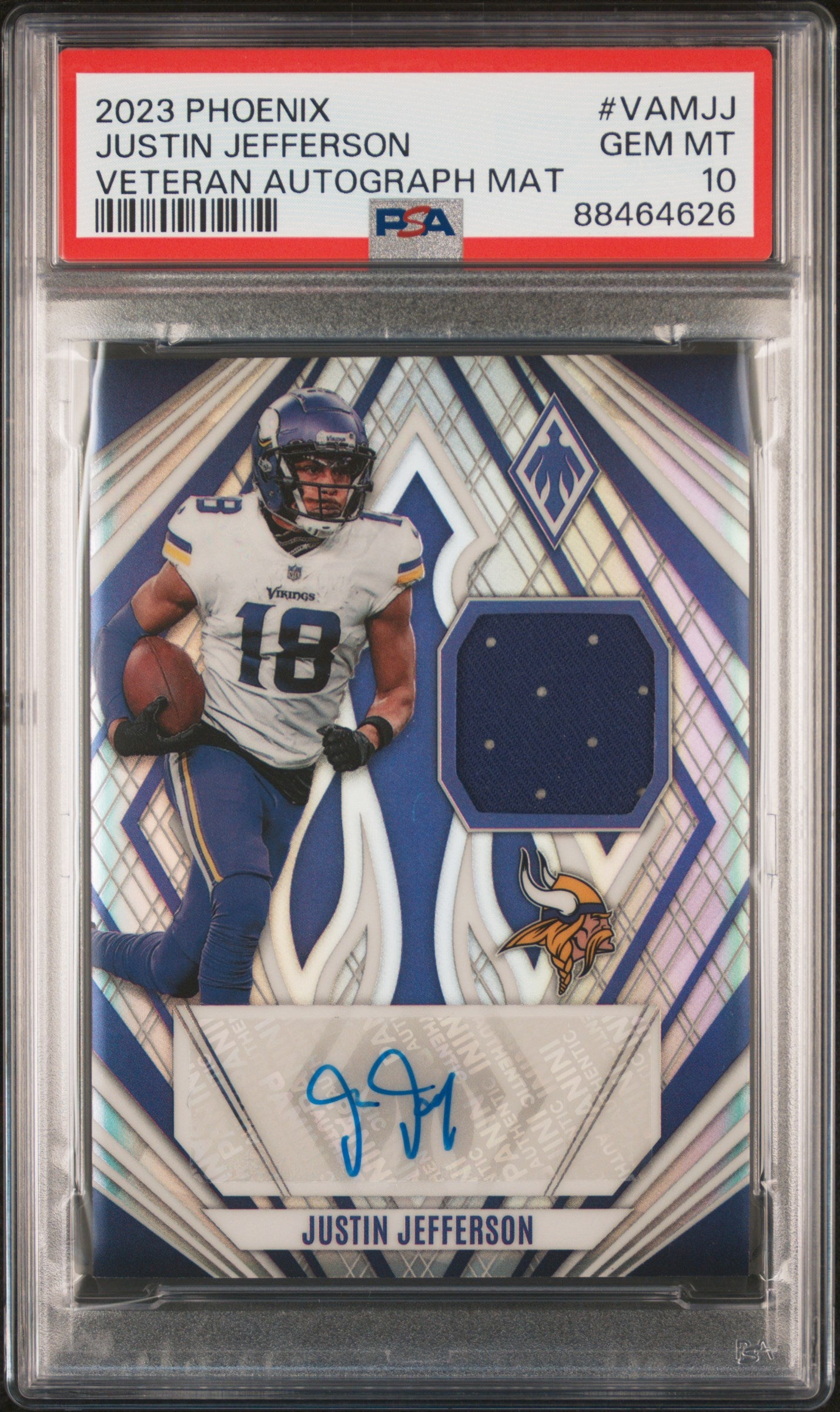 Justin Jefferson 2023 Panini Phoenix Veteran Jersey Auto #31/50 PSA 10 Gem Mint